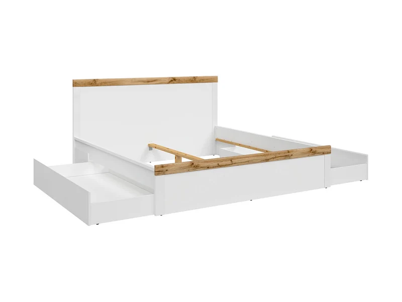 Holten Bed Frame 180 cm – White / Wotan Oak