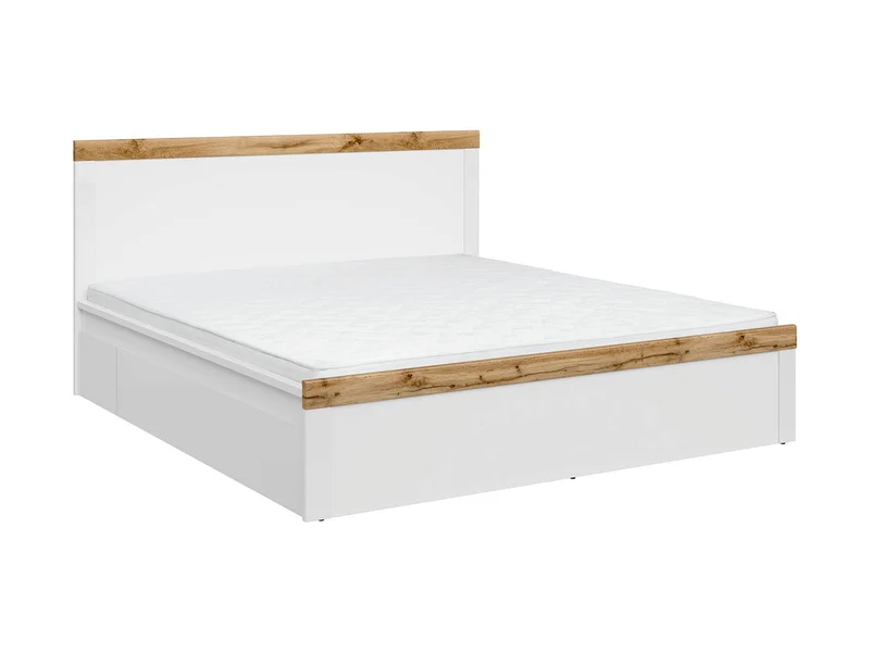 Holten Bed Frame 180 cm – White / Wotan Oak