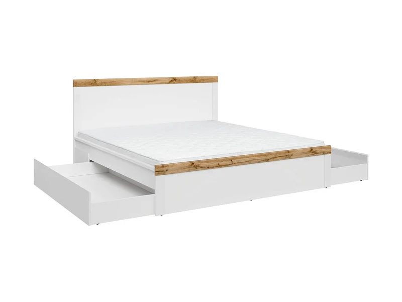 Holten Bed Frame 180 cm – White / Wotan Oak
