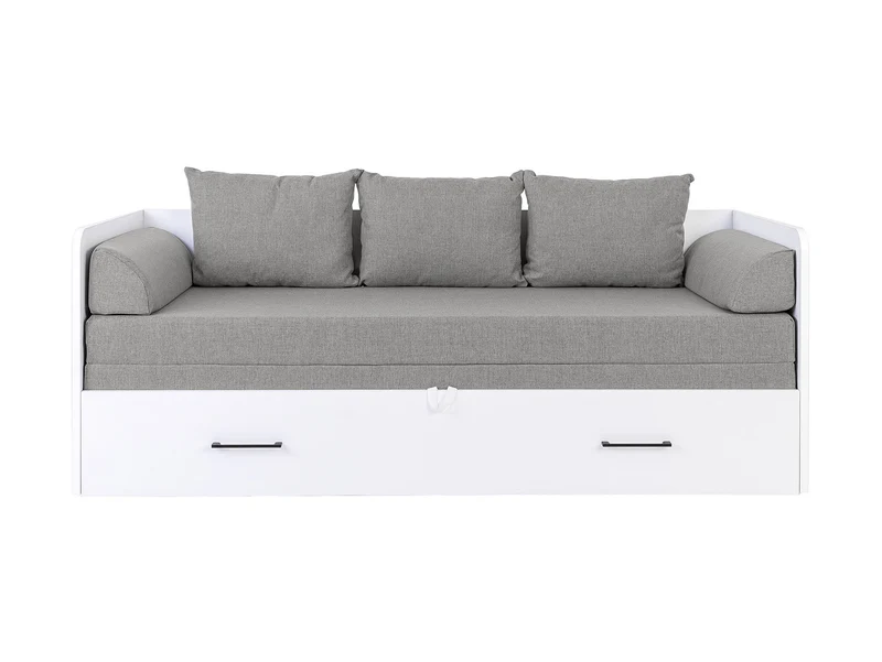 Tetrix Daybed with Pull-Out Double Bed, Storage & H3 Mattress | White Gloss | 80/160x195cm