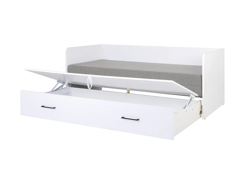 Tetrix Daybed with Pull-Out Double Bed, Storage & H3 Mattress | White Gloss | 80/160x195cm