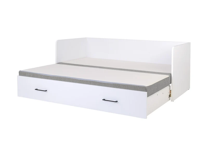 Tetrix Daybed with Pull-Out Double Bed, Storage & H3 Mattress | White Gloss | 80/160x195cm