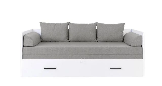 Tetrix Daybed with Pull-Out Double Bed, Storage & H3 Mattress | White Gloss | 80/160x195cm