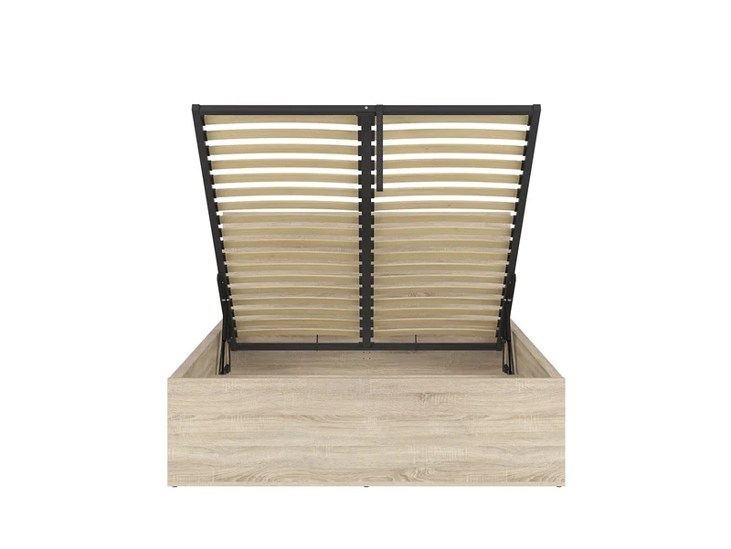 Tetrix Double Bed Set with Mimas Pocket Spring Mattress | Sonoma Oak | 140x200cm | Storage