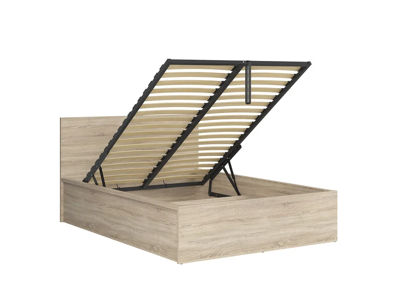Tetrix Double Bed Set with Mimas Pocket Spring Mattress | Sonoma Oak | 140x200cm | Storage