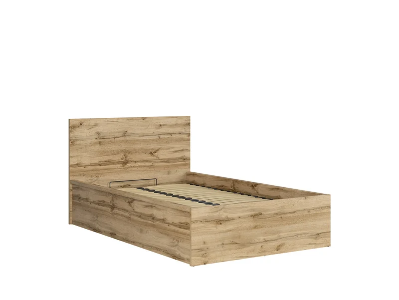 Tetrix Single Bed Set with Mimas Pocket Spring Mattress | Wotan Oak | 120x200cm | Storage