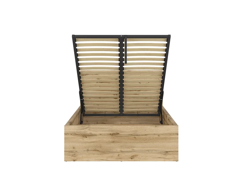 Tetrix Single Bed Set with Mimas Pocket Spring Mattress | Wotan Oak | 120x200cm | Storage