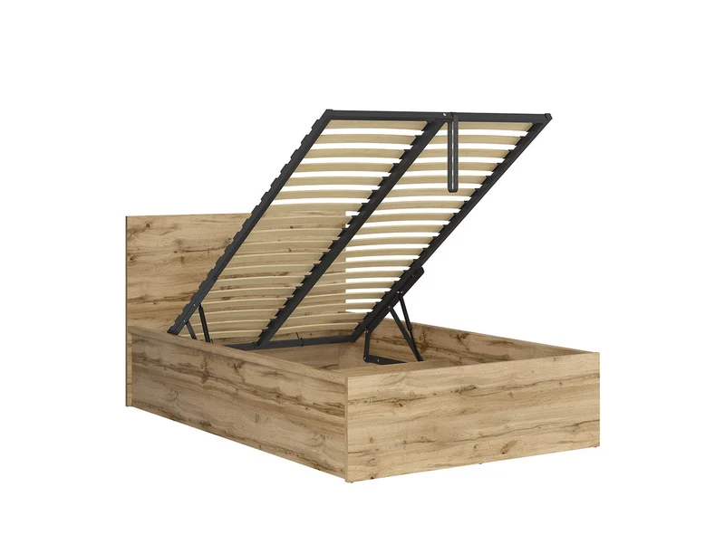 Tetrix Single Bed Set with Mimas Pocket Spring Mattress | Wotan Oak | 120x200cm | Storage