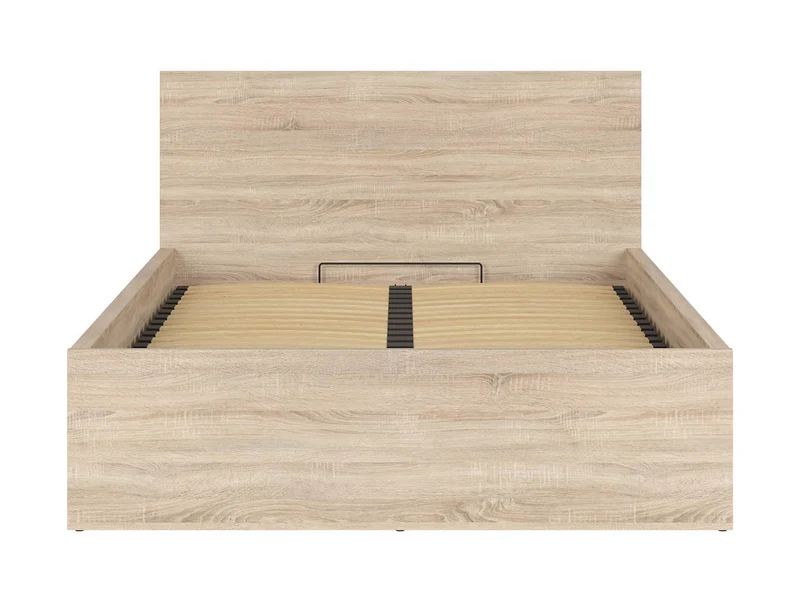 Tetrix Double Bed 140×200 cm – Sonoma Oak, Storage, Optional Upholstered Headboard Topper (Mattress Not Included)