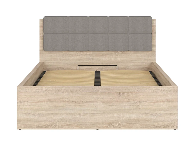 Tetrix Double Bed 140×200 cm – Sonoma Oak, Storage, Optional Upholstered Headboard Topper (Mattress Not Included)