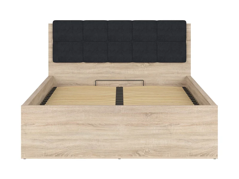 Tetrix Double Bed 140×200 cm – Sonoma Oak, Storage, Optional Upholstered Headboard Topper (Mattress Not Included)