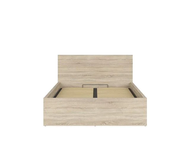 Tetrix Double Bed 140×200 cm – Sonoma Oak, Storage, Optional Upholstered Headboard Topper (Mattress Not Included)