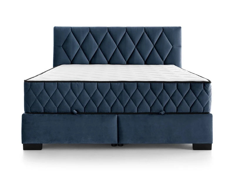 Reve Upholstered Bed 140×200 cm – Tall Stitched Headboard, 2 Mattresses, Front Storage (Colour 07)