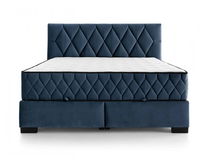 Reve Upholstered Bed 140×200 cm – Tall Stitched Headboard, 2 Mattresses, Front Storage (Colour 07)
