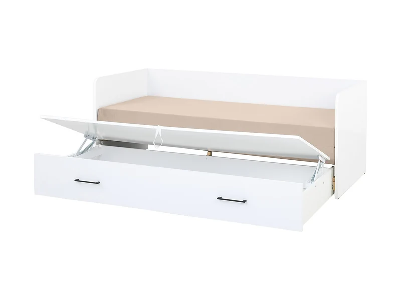 Tetrix Daybed Bed Set 80→160 cm – White Gloss & Beige, Mattress, 2 Headboards, 3 Cushions