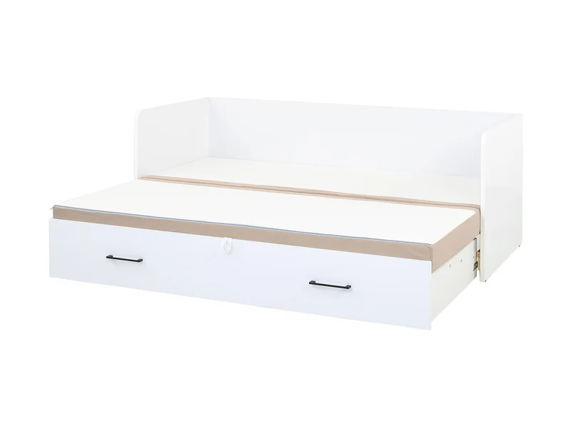 Tetrix Daybed Bed Set 80→160 cm – White Gloss & Beige, Mattress, 2 Headboards, 3 Cushions