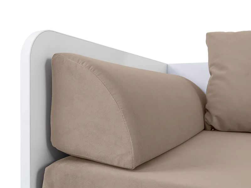 Tetrix Daybed Bed Set 80→160 cm – White Gloss & Beige, Mattress, 2 Headboards, 3 Cushions