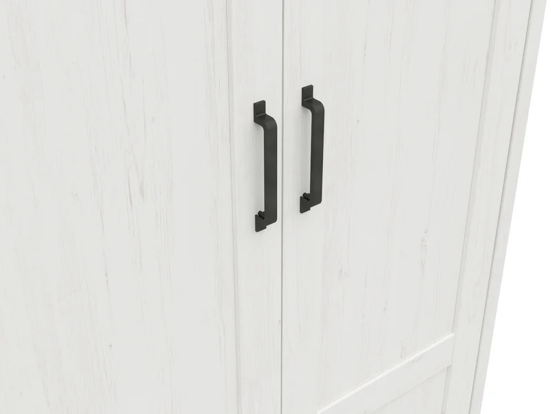 Loksa 2-Door Wardrobe | Andersen Pine White & Grandson Oak | Hanging Rail & 4 Shelves | 84.5x200.5cm