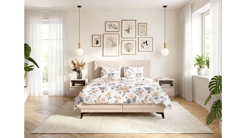 Zalea Upholstered Bed 160×200 cm – Tall Quilted Headboard, Pocket Spring Mattress, 4cm Topper & Gas-Lift Storage