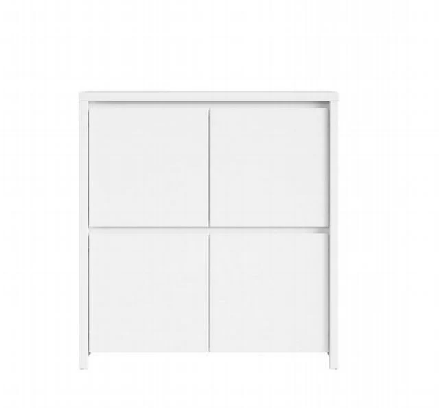 Kaspian Cabinet 105 cm – White & White Matt, 4 Doors, Handleless, 4 Shelves, Modular