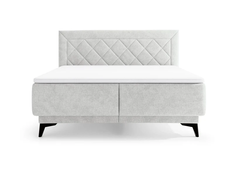 Zalea Upholstered Bed 160×200 cm – Tall Stitched Headboard, Pocket Spring Mattress & 4 cm Topper Included