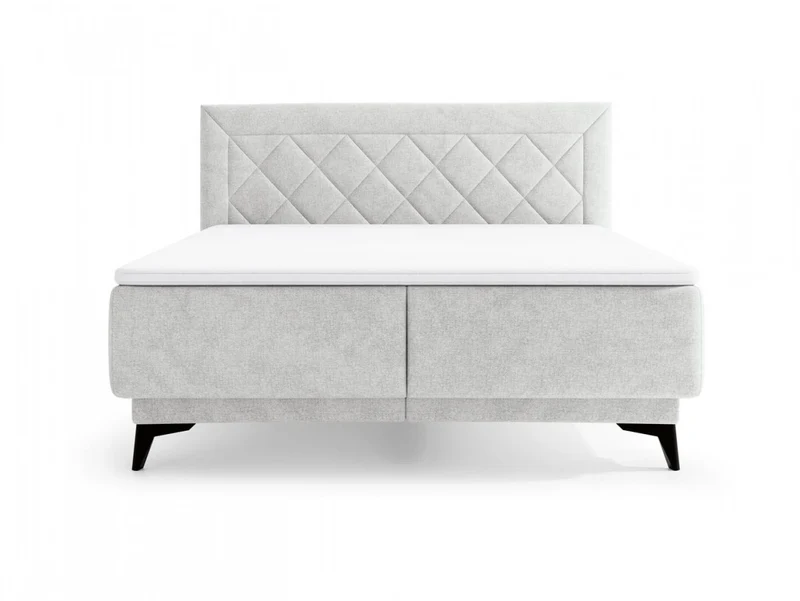 Zalea Upholstered Bed 160×200 cm – Tall Stitched Headboard, Pocket Spring Mattress & 4 cm Topper Included