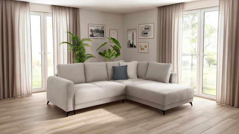 Martinez Corner Sofa Bed with Storage – Dark Grey Corduroy