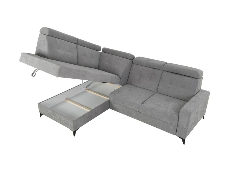Amado Corner Sofa Bed with Storage – 5 Adjustable Headrests