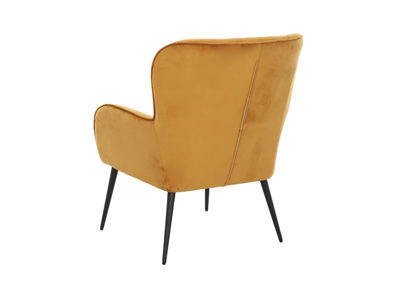 Samon Wing Armchair – Velvet Accent Chair with High Back & Black Metal Legs