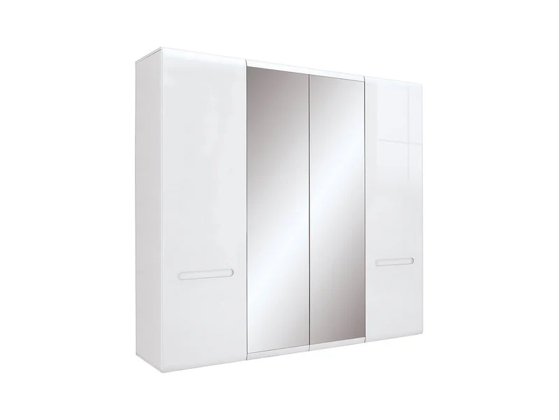 Azteca Trio 4-Door Wardrobe 220×210 cm – Mirror Fronts, 3 Sections, 2 Hanging Rails, Soft-Close | White & White Gloss