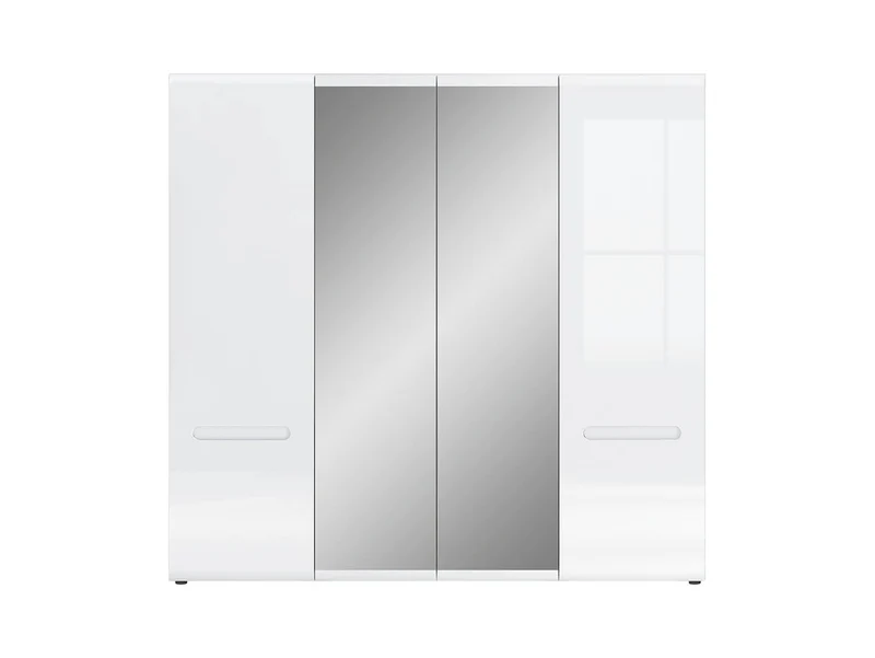 Azteca Trio 4-Door Wardrobe 220×210 cm – Mirror Fronts, 3 Sections, 2 Hanging Rails, Soft-Close | White & White Gloss