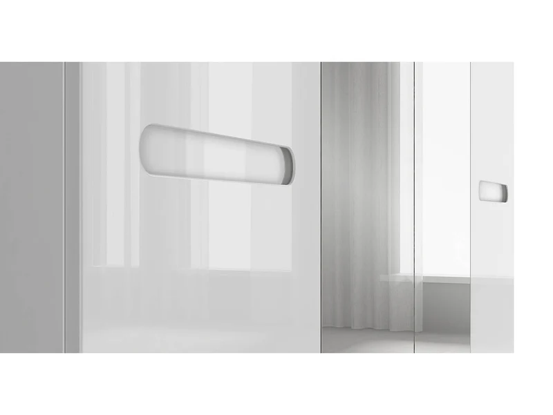 Azteca Trio 4-Door Wardrobe 220×210 cm – Mirror Fronts, 3 Sections, 2 Hanging Rails, Soft-Close | White & White Gloss