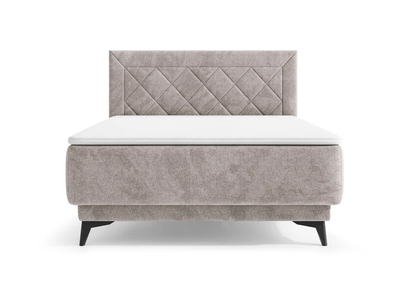 Zalea Upholstered Bed 140×200 cm – Pocket Spring Mattress, 4 cm Premium Topper, Gas-Lift Storage & Tall Quilted Headboard