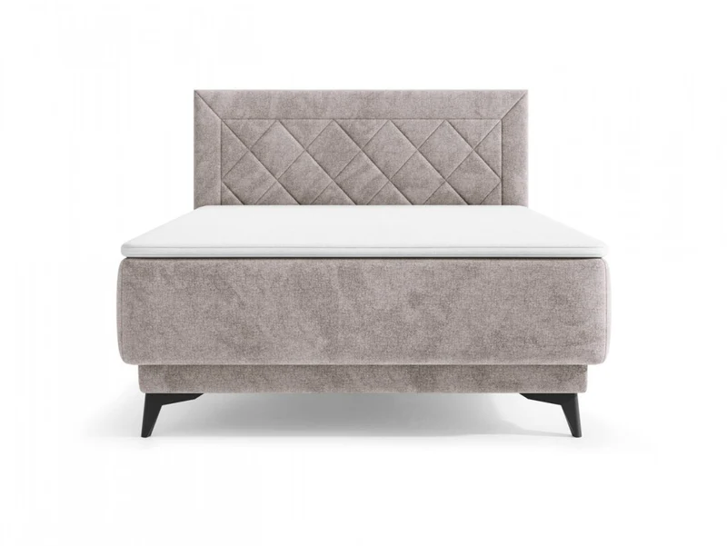 Zalea Upholstered Bed 140×200 cm – Pocket Spring Mattress, 4 cm Premium Topper, Gas-Lift Storage & Tall Quilted Headboard