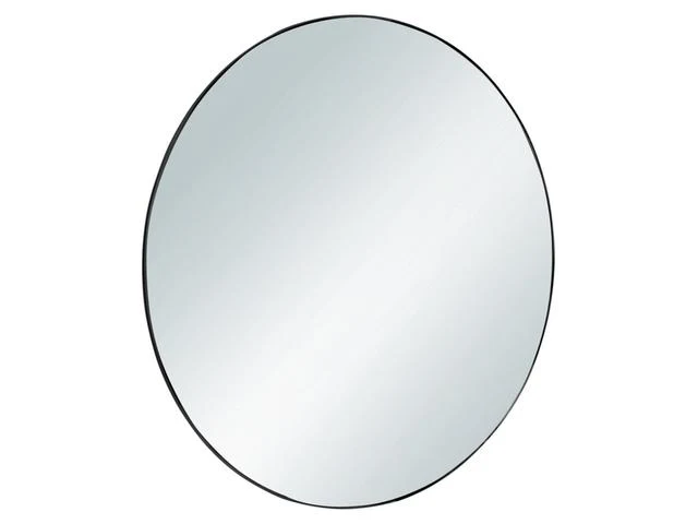 Esra Round Wall Mirror 50 cm – Aluminium Frame, 2 Mounting Plates | Black