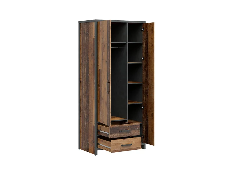 Weston Loft 2-Door Wardrobe 90 cm – Old Style Pine & Matera