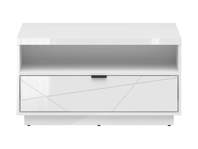 Forn — Coffee Table | 90 × 60 cm | 1 Soft-Close Drawer & Magazine Shelf | White Gloss