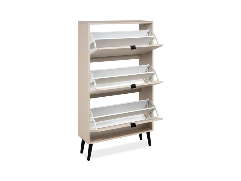 Vigo Hallway Shoe Cabinet 70x125 cm – 3 Tilt-Down Doors – Beige