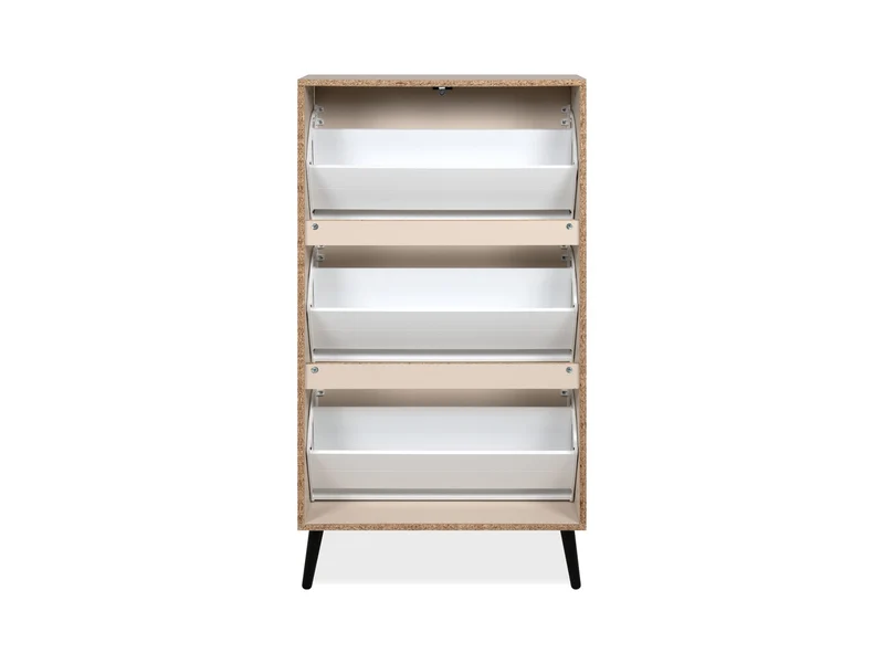 Vigo Hallway Shoe Cabinet 70x125 cm – 3 Tilt-Down Doors – Beige