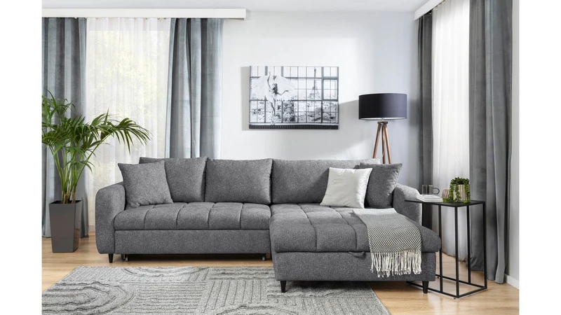 Twist New Universal Corner Sofa Bed 282x184 cm with Storage – Grey Hydrophobic Fabric
