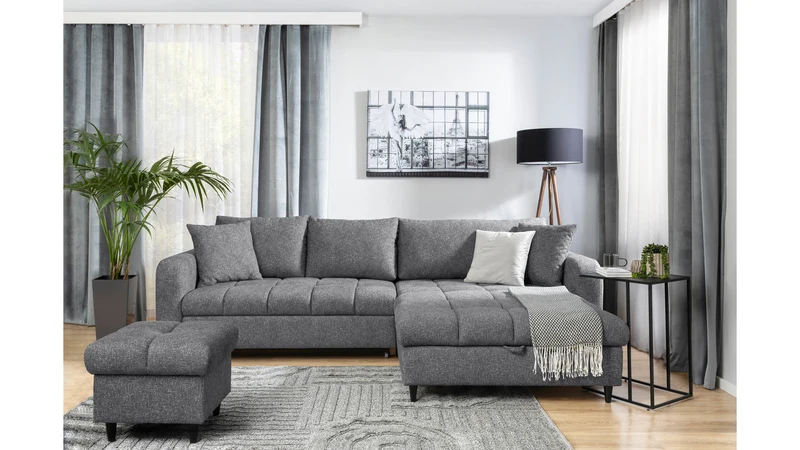 Twist New Universal Corner Sofa Bed 282x184 cm with Storage – Grey Hydrophobic Fabric