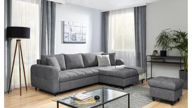 Twist New Universal Corner Sofa Bed 282x184 cm with Storage – Grey Hydrophobic Fabric