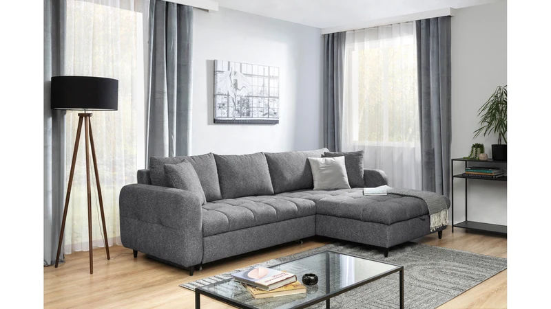 Twist New Universal Corner Sofa Bed 282x184 cm with Storage – Grey Hydrophobic Fabric