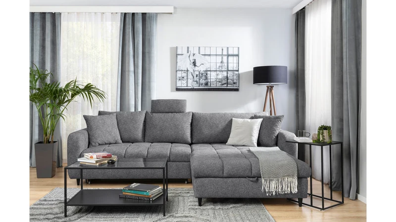 Twist New Universal Corner Sofa Bed 282x184 cm with Storage – Grey Hydrophobic Fabric
