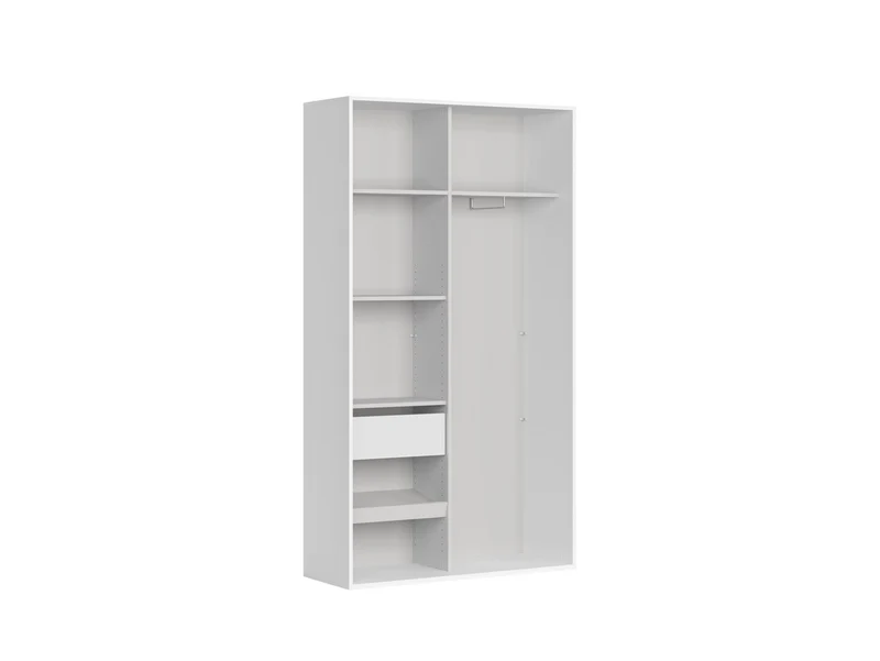 Flex Sliding Door Mirrored Wardrobe 120x218 cm – White / Grey Canvas