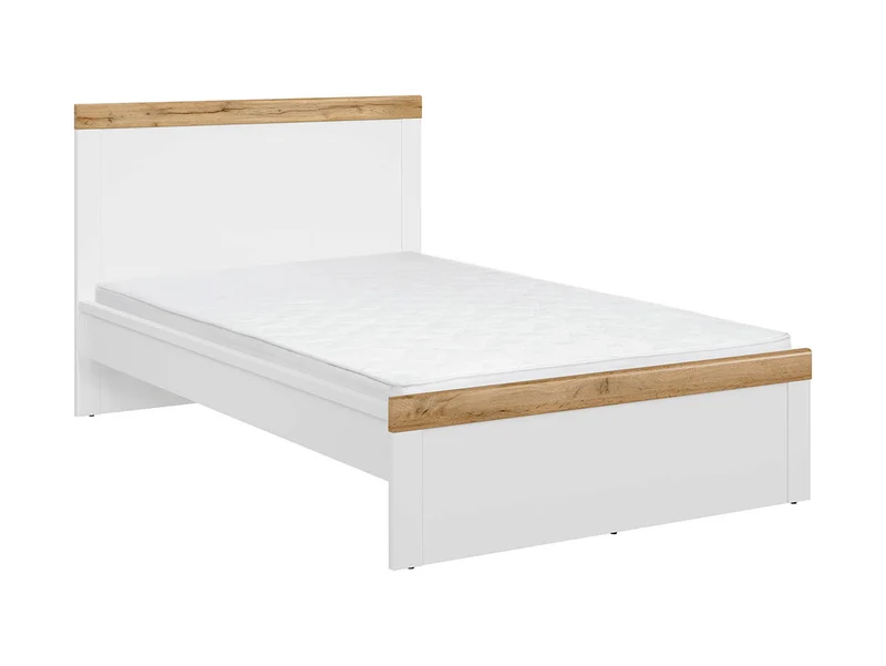 Holten Bed Frame 120×200 cm – White Matt / Wotan Oak, Youth Room, Optional Drawer