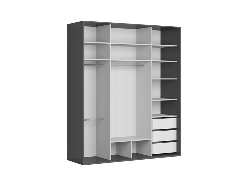 Flex Sliding Wardrobe 200 cm – Graphite & Mauvella Oak with Mirror