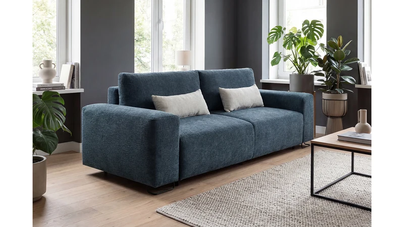 Kizo 3-Seater Sofa Bed with Storage – Teal Chenille | DL Mechanism | 152×194 cm Sleeping Surface
