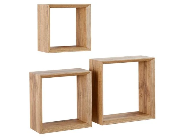 Ricky Wall Shelves – Set of 3 | Artisan Oak | Hexagonal Display Shelves