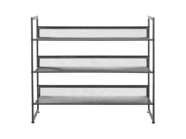 Menola Metal Shoe Rack 3 Shelves – Black, 73×60×30 cm